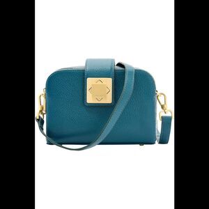Arcadia Leather Turn Lock Giordana Crossbody Deep Teal